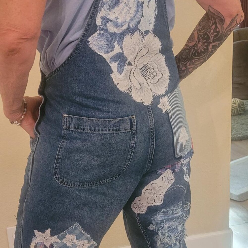 Custom And Hand Crafted Upcycled Patchwork Overal… - image 4